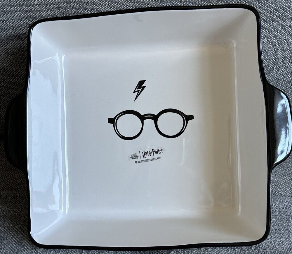 Rae Dunn Harry Potter Square Ceramic Baking Dish 9” Rare Eyeglasses NEW